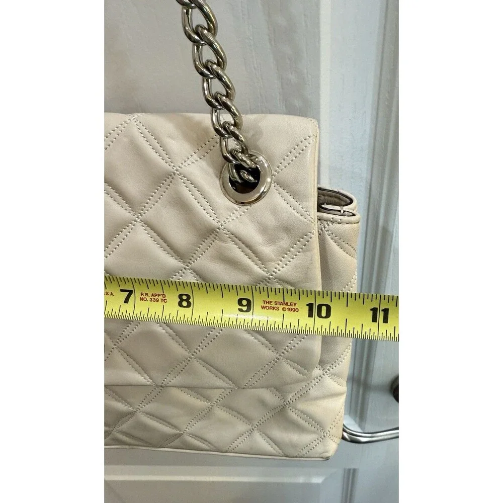 KATE SPADE Quilted Crinkle Leather Natalia Med Flap Shoulder Parchment Bone